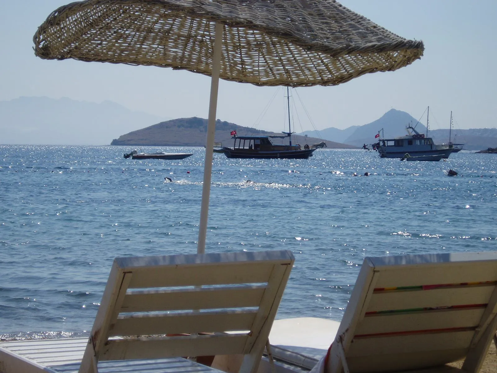 The sheltered sandy bay and beach at Bitez near Bodrum, Turkey