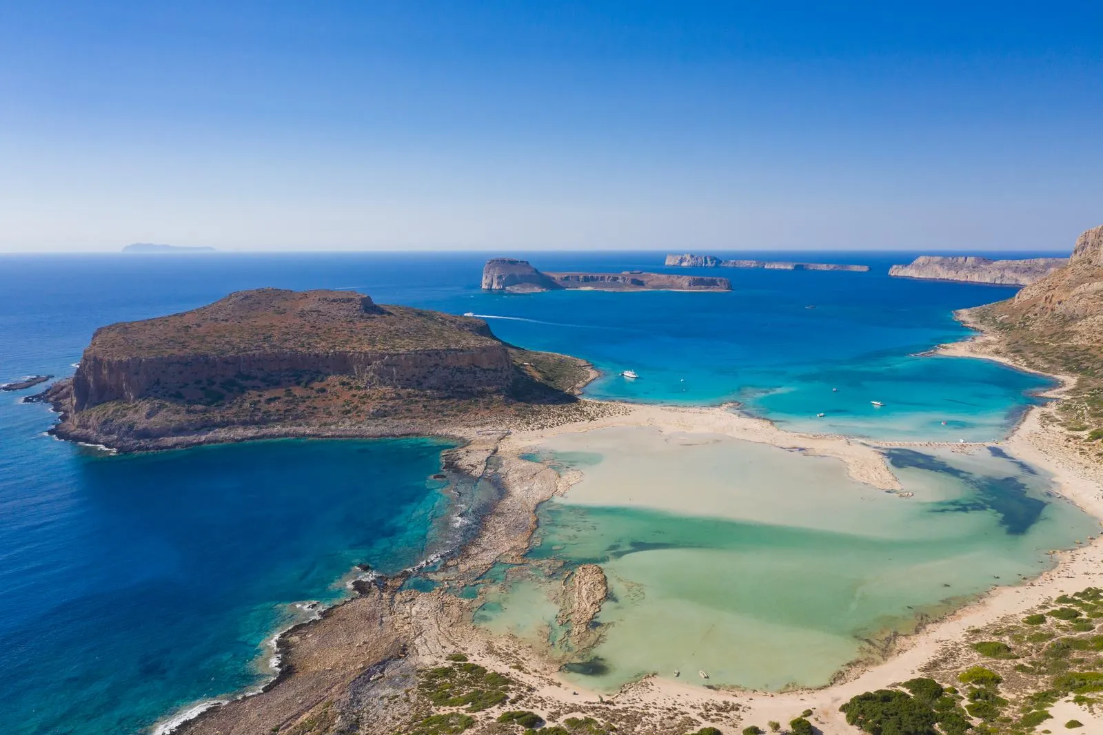 The turquoise lagoon and sandbar of Balos on the Gramvousa peninsula in Crete