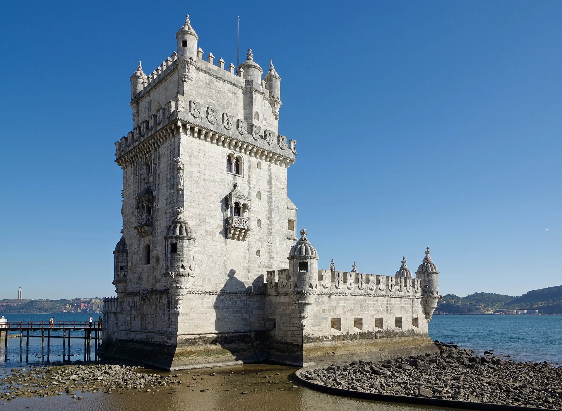 The Belem Tower on the Tagus river in Lisbon, Portugal