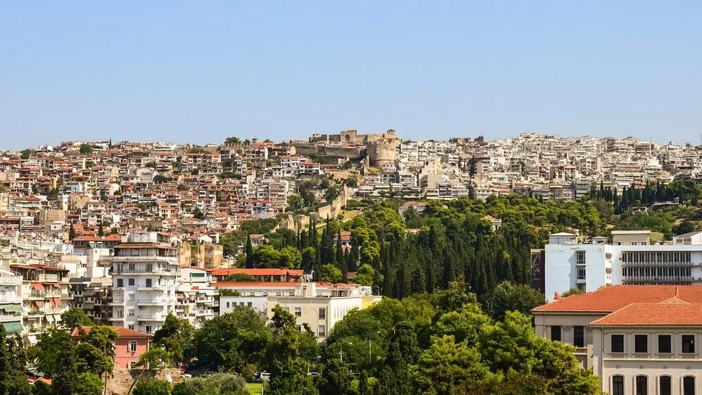 Panoramic view over the waterfront city of Thessaloniki, Greece