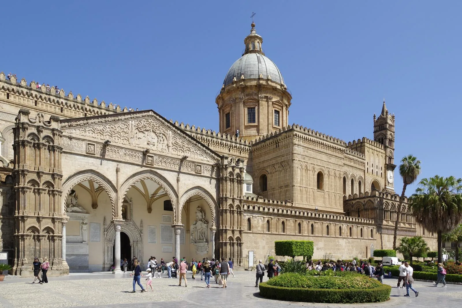 The dome and portal of Palermo Cathedral in Sicily