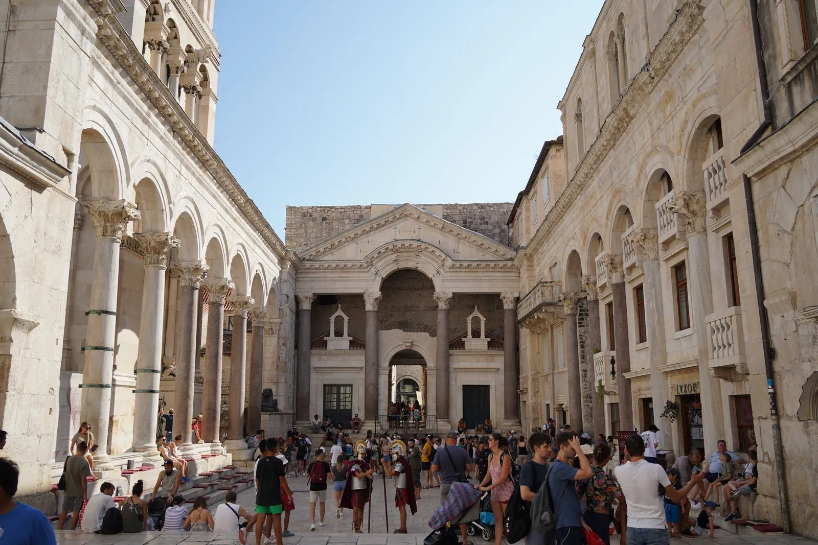 The colonnaded Peristyle square inside Diocletian's Palace in Split, Croatia